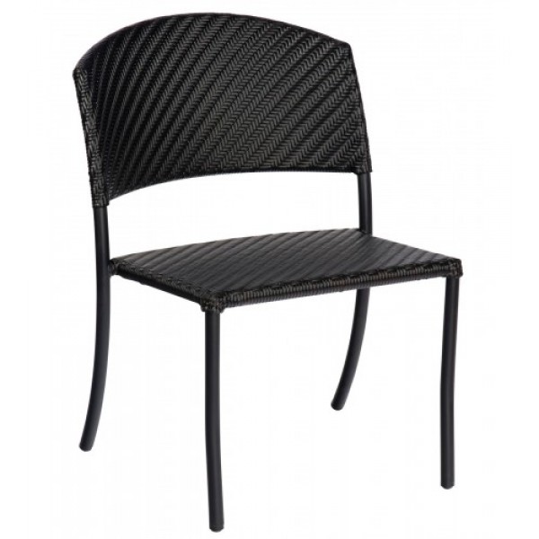 Barlow Commercial Restauarnt Hospitality Woven Outdoor Stackable Dining Side Chair Dark Roast